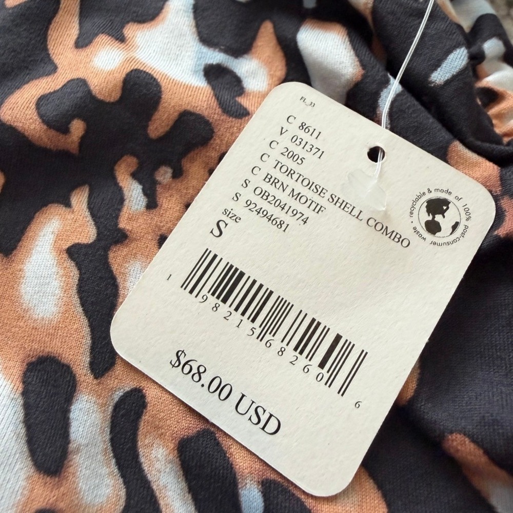 Long Sleeve Animal Print Ruched Top - Brown/Black - Picture 5 of 10